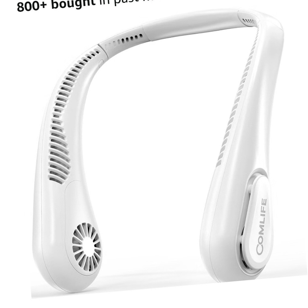COMLIFE Portable Bladeless Neck Fan White HF370 Rechargeable‎ 5000mAh 3 Speeds